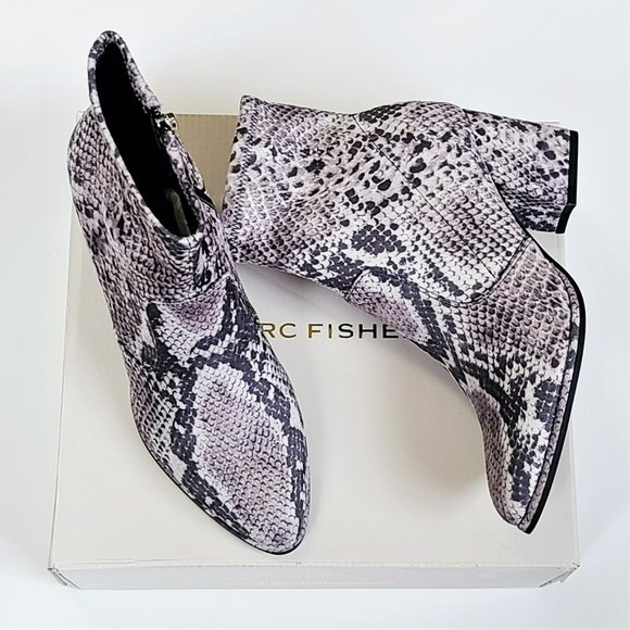 Marc Fisher Shoes - NWT Marc Fisher Snake Print Block Heel Stretch Booties
